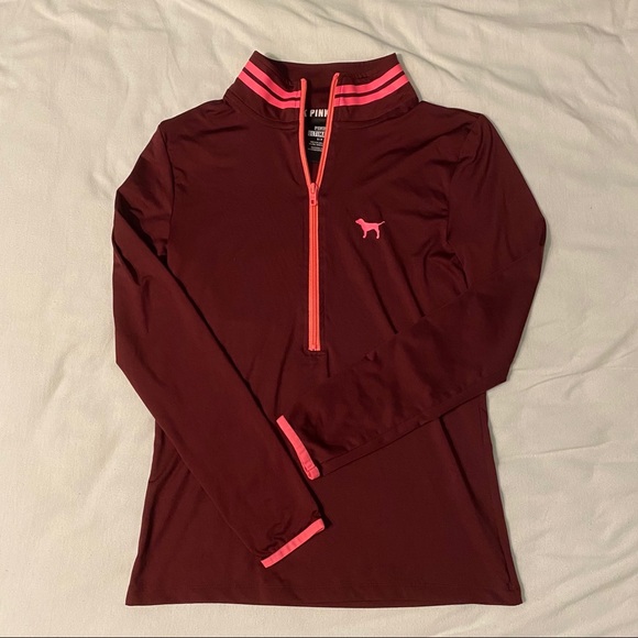PINK Victoria's Secret Tops - PINK Maroon Exercise Quarterzip